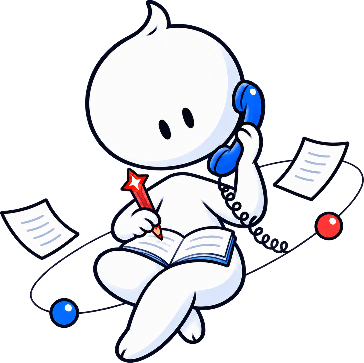 Il mascotte Nova, al telefono